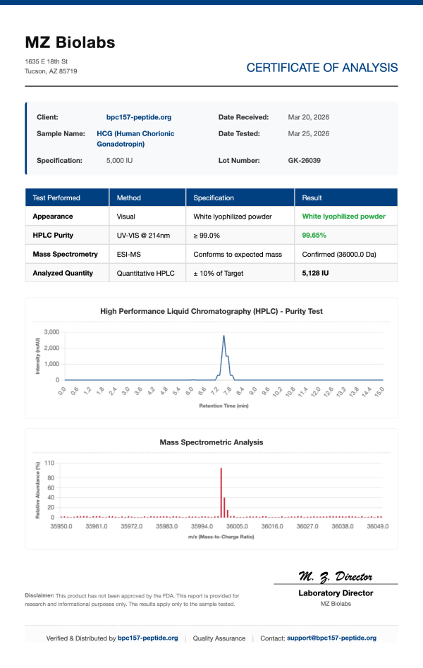 COA_HCG_Human_Chorionic_Gonadotropin__GK-26039 HCG(Human Chorionic Gonadotropin)| 2000IU-10000IU | >99% Purity PCT Peptide