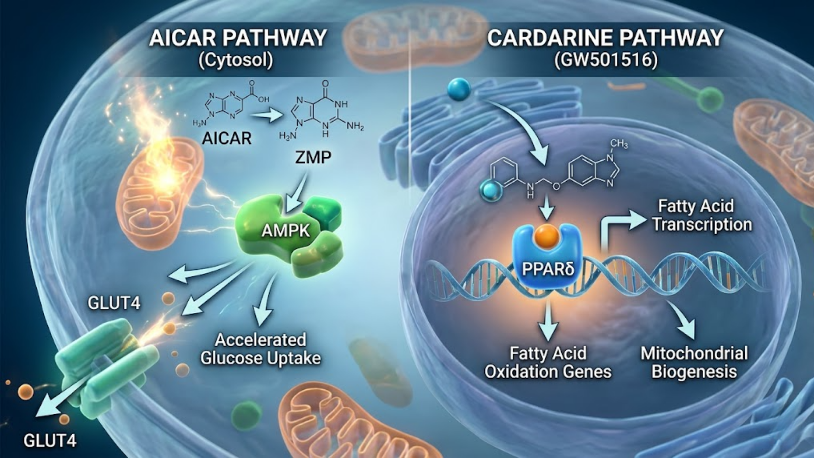 Conceptual molecular mechanism of AICAR and Cardarine